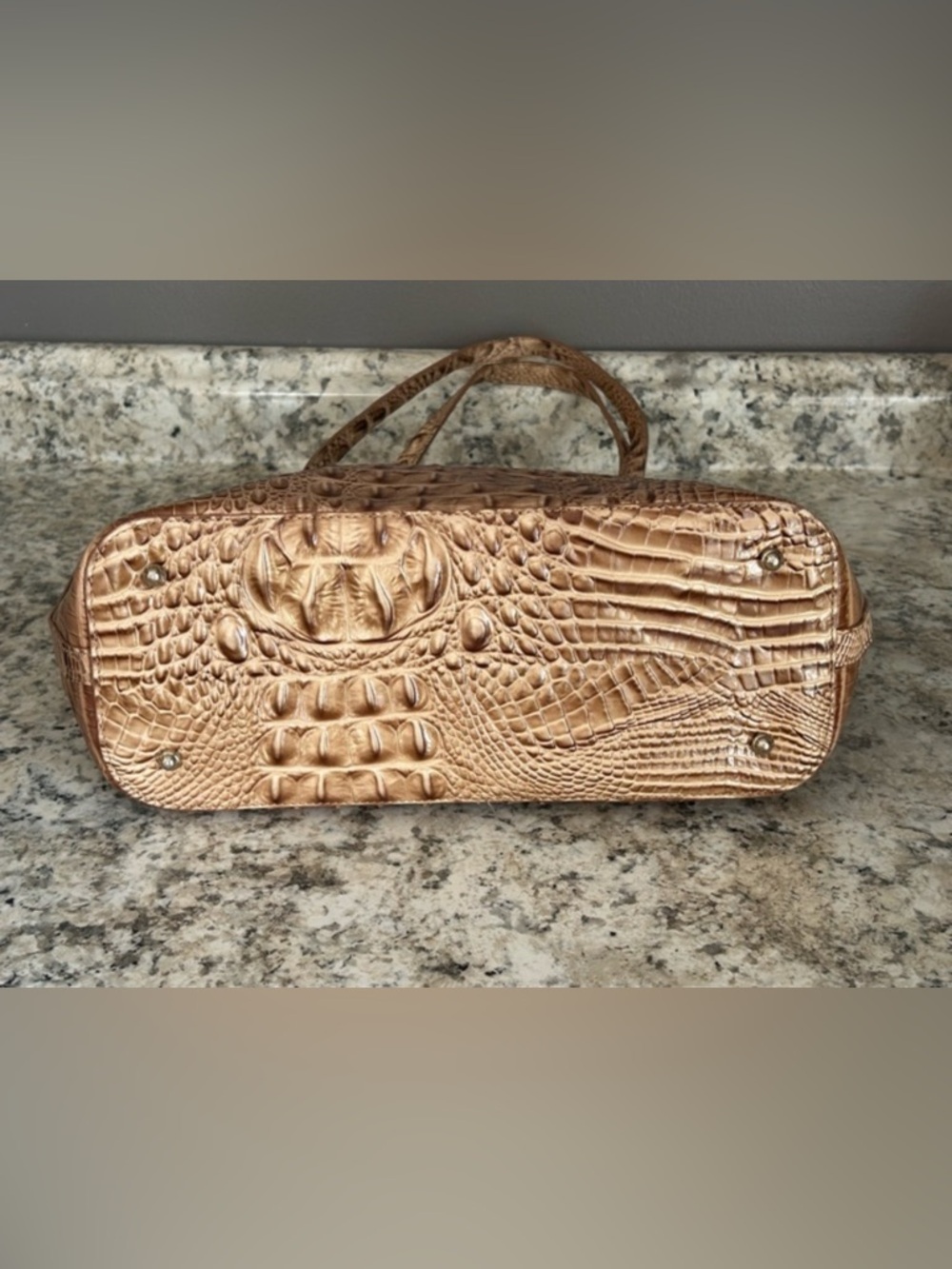 Brahmin Asher Melbourne Croc Leather Tote Satchel Shoulder Bag Gold Brown - Picture 10 of 16